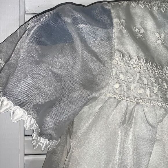 Vintage Sheer Chiffon Double Layered Christening Gown XL 2T - Picture 12 of 16